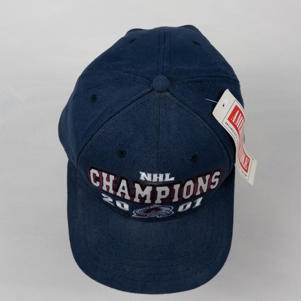 Vintage Colorado Avalanche 2001 NHL Champions American Needle Hat Mens Navy NWT - Picture 2 of 9